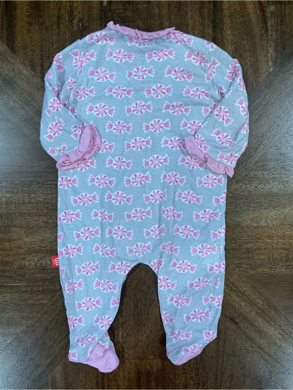 Magnetic Me Newborn Pepoermint Candy Print Footed One-Piece